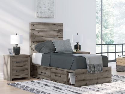 Haines Furniture Outlet - Ashley Furniture - Graystorm Bedroom - Twin Panel Storage Bed / Brown Gray - PCB2405B18