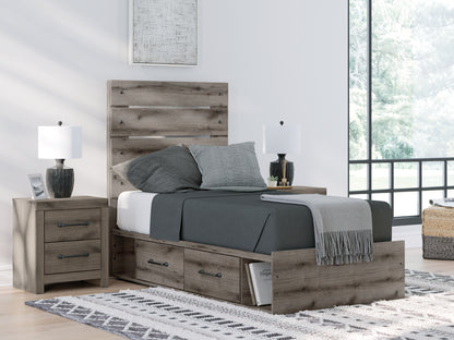 Haines Furniture Outlet - Ashley Furniture - Graystorm Bedroom - Twin Panel Bed with Storage / Brown Gray - PCB2405B19