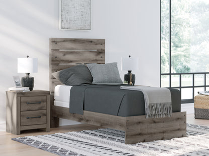 Haines Furniture Outlet - Ashley Furniture - Graystorm Bedroom - Twin Panel Bed / Brown Gray - PCB2405B12