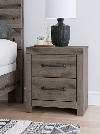 Haines Furniture Outlet - Ashley Furniture - Graystorm Bedroom - Two Drawer Night Stand / Brown Gray - PCB2405-92