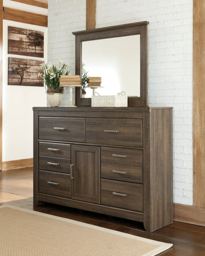 Haines Furniture Outlet - Ashley Furniture - Juararo Bedroom - Dresser and Mirror / Dark Brown - B251B1