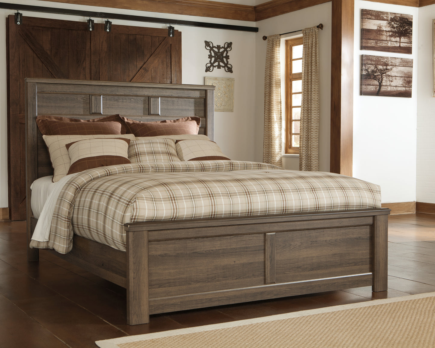 Haines Furniture Outlet - Ashley Furniture - Juararo Bedroom - Queen Panel Bed / Dark Brown - B251B6