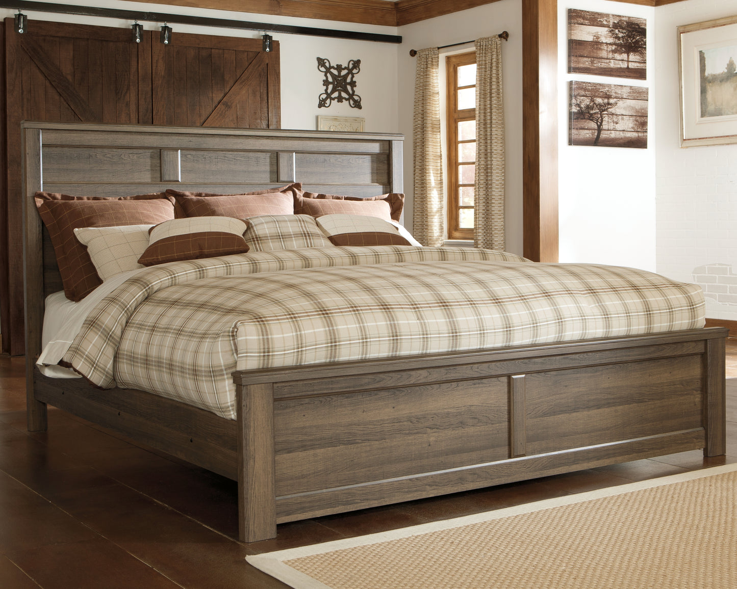 Haines Furniture Outlet - Ashley Furniture - Juararo Bedroom - California King Panel Bed / Dark Brown - B251B14
