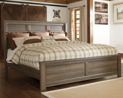 Haines Furniture Outlet - Ashley Furniture - Juararo Bedroom - California King Panel Bed / Dark Brown - B251B14