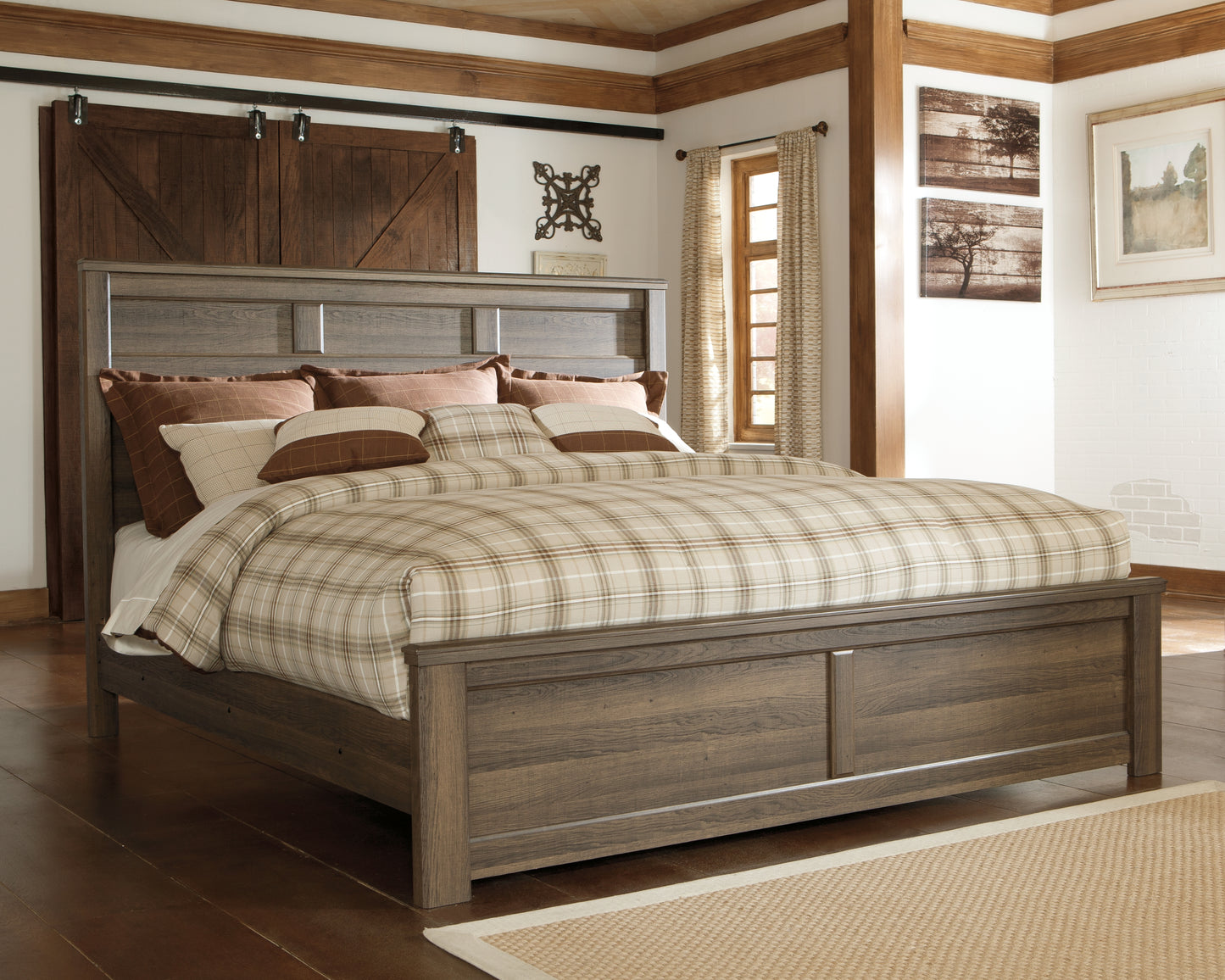 Haines Furniture Outlet - Ashley Furniture - Juararo Bedroom - King Panel Bed / Dark Brown - B251B9