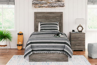 Haines Furniture Outlet - Ashley Furniture - Ralinksi Bedroom - Twin Panel Bed / Gray - B2587B11