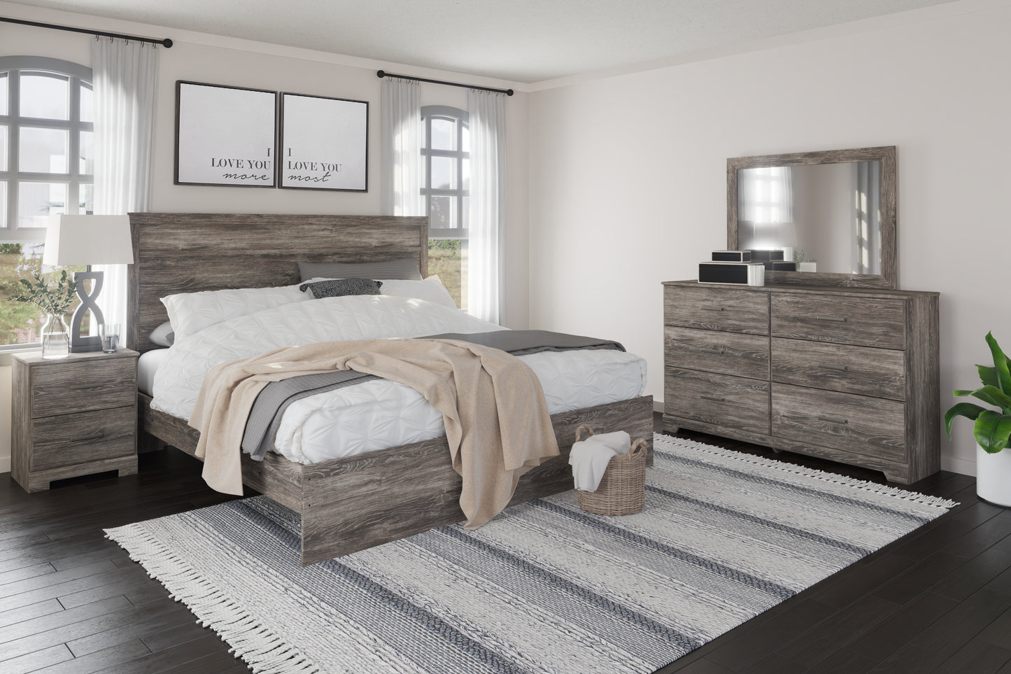 Haines Furniture Outlet - Ashley Furniture - Ralinksi Bedroom - Twin Panel Bed / Gray - B2587B11