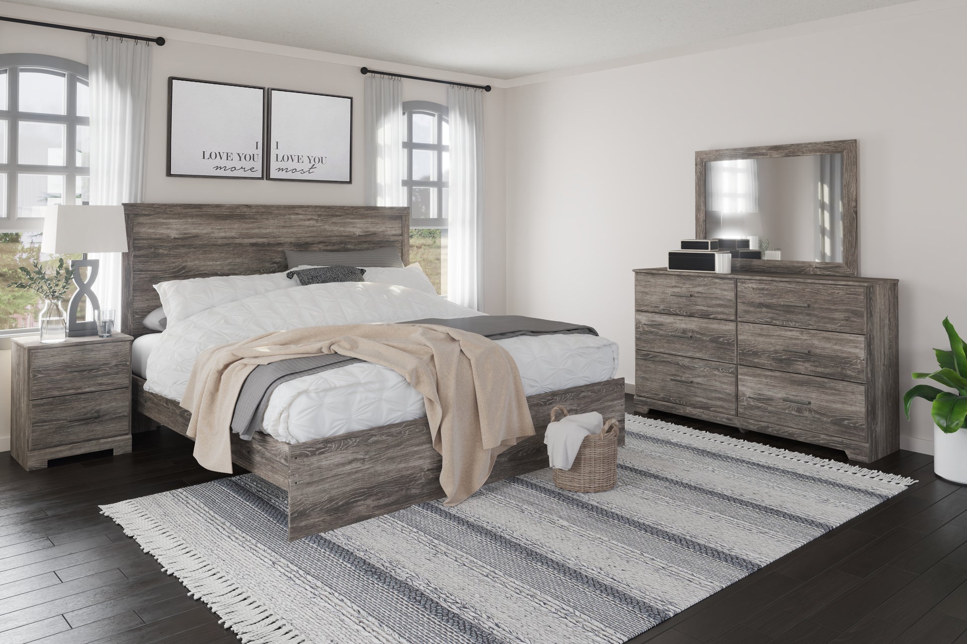 Haines Furniture Outlet - Ashley Furniture - Ralinksi Bedroom - Twin Panel Bed / Gray - B2587B11