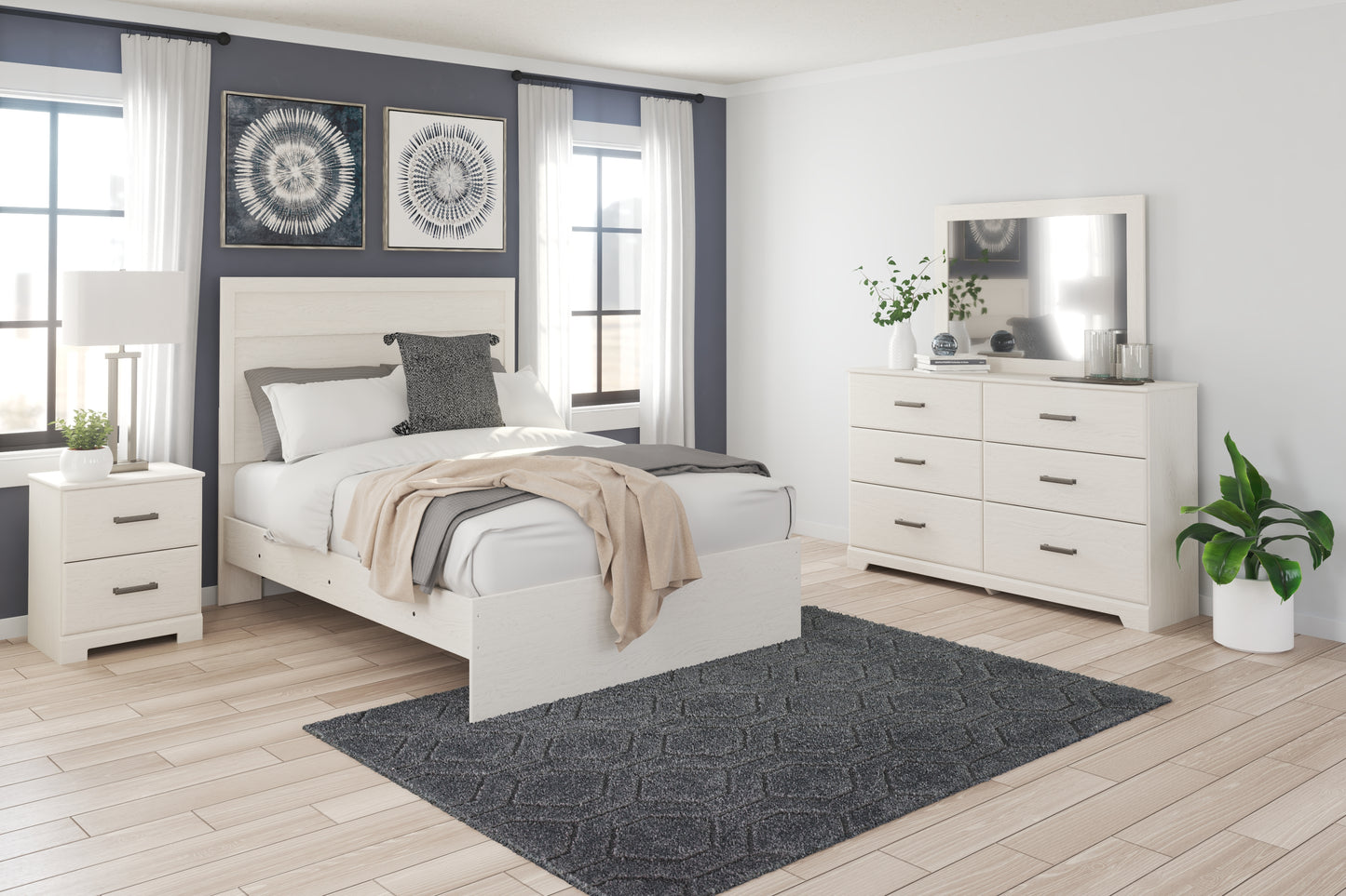 Haines Furniture Outlet - Ashley Furniture - Stelsie Bedroom - Dresser and Mirror / White - B2588B1