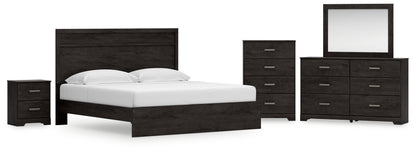 Haines Furniture Outlet - Ashley Furniture - Belachime King Panel Bed, Dresser, Mirror, Chest and Nightstand - King Panel Bed, Dresser, Mirror, Chest and Nightstand - B2589B20