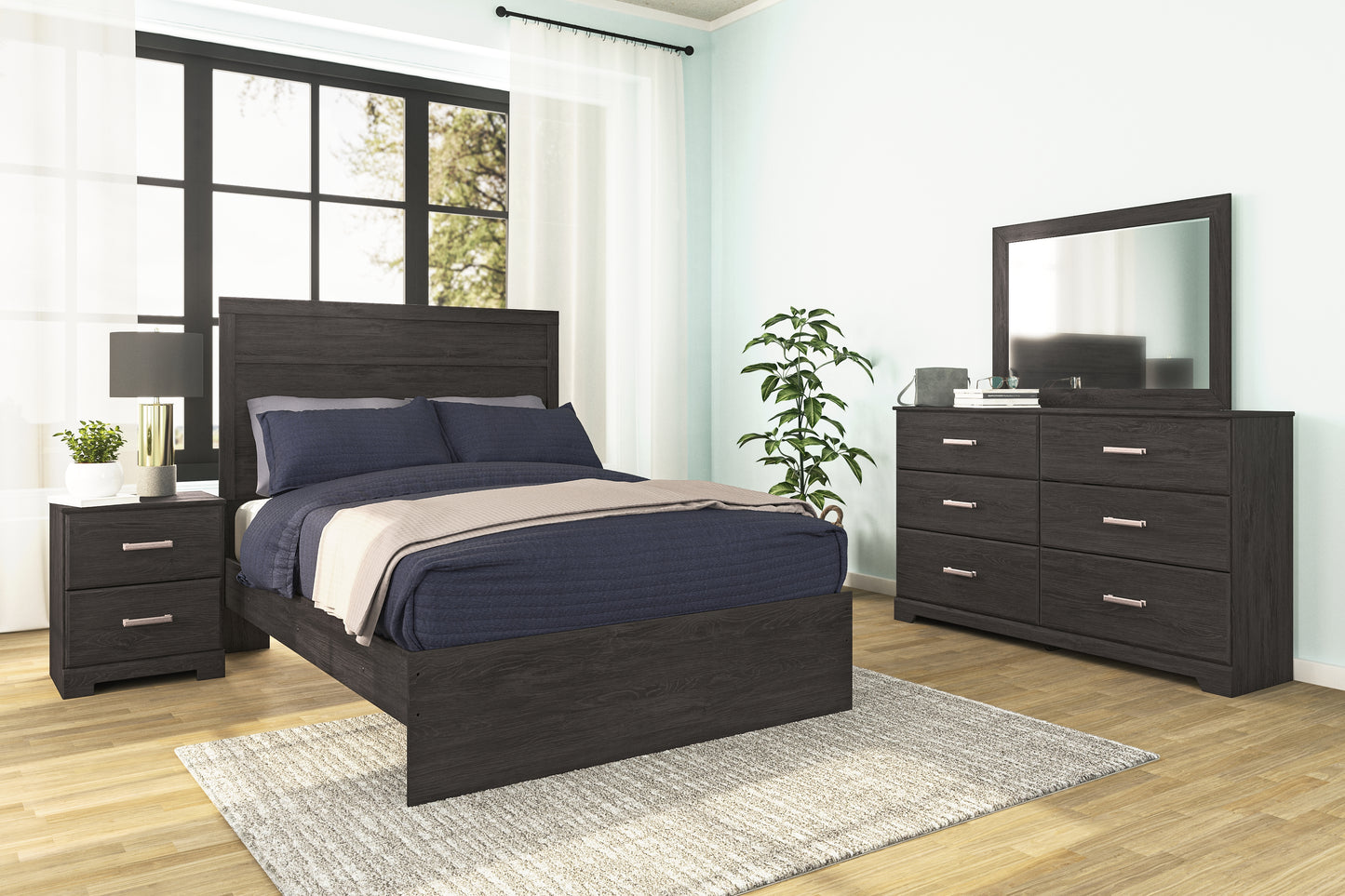 Haines Furniture Outlet - Ashley Furniture - Belachime Bedroom - Dresser and Mirror / Charcoal - B2589B1