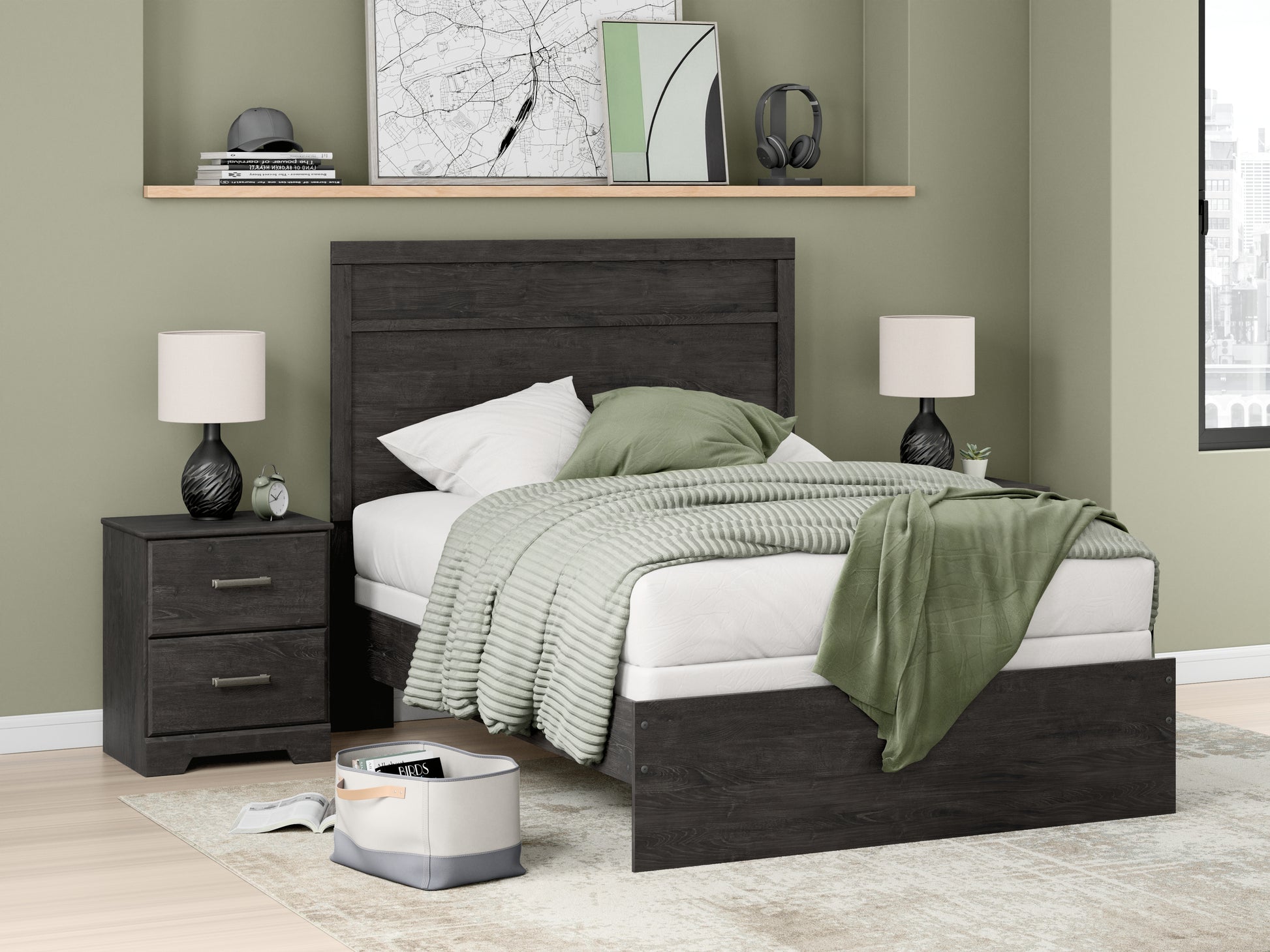 Haines Furniture Outlet - Ashley Furniture - Belachime Bedroom - Twin Panel Bed / Charcoal - B2589B11