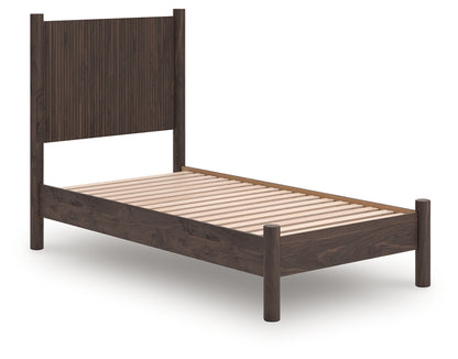 Haines Furniture Outlet - Ashley Furniture - Pamytta Bedroom - Twin Panel Platform Bed / Brown - PCB2614B2