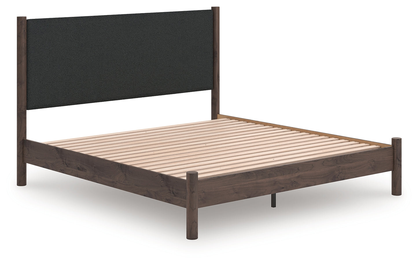 Haines Furniture Outlet - Ashley Furniture - Pamytta Bedroom - King Upholstered Panel Platform Bed / Brown - PCB2614B28
