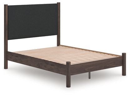 Haines Furniture Outlet - Ashley Furniture - Pamytta Bedroom - Full Upholstered Panel Platform Bed / Brown - PCB2614B10