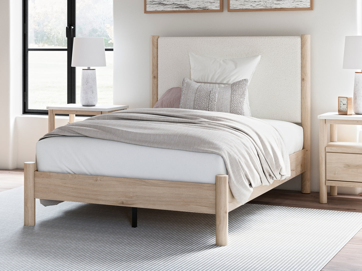 Haines Furniture Outlet - Ashley Furniture - Cadmori Bedroom - Full Upholstered Panel Bed / Two-tone - B2615B8