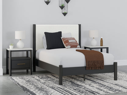 Haines Furniture Outlet - Ashley Furniture - Cadmori Bedroom - Full Upholstered Panel Bed / Black/White - B2616B3