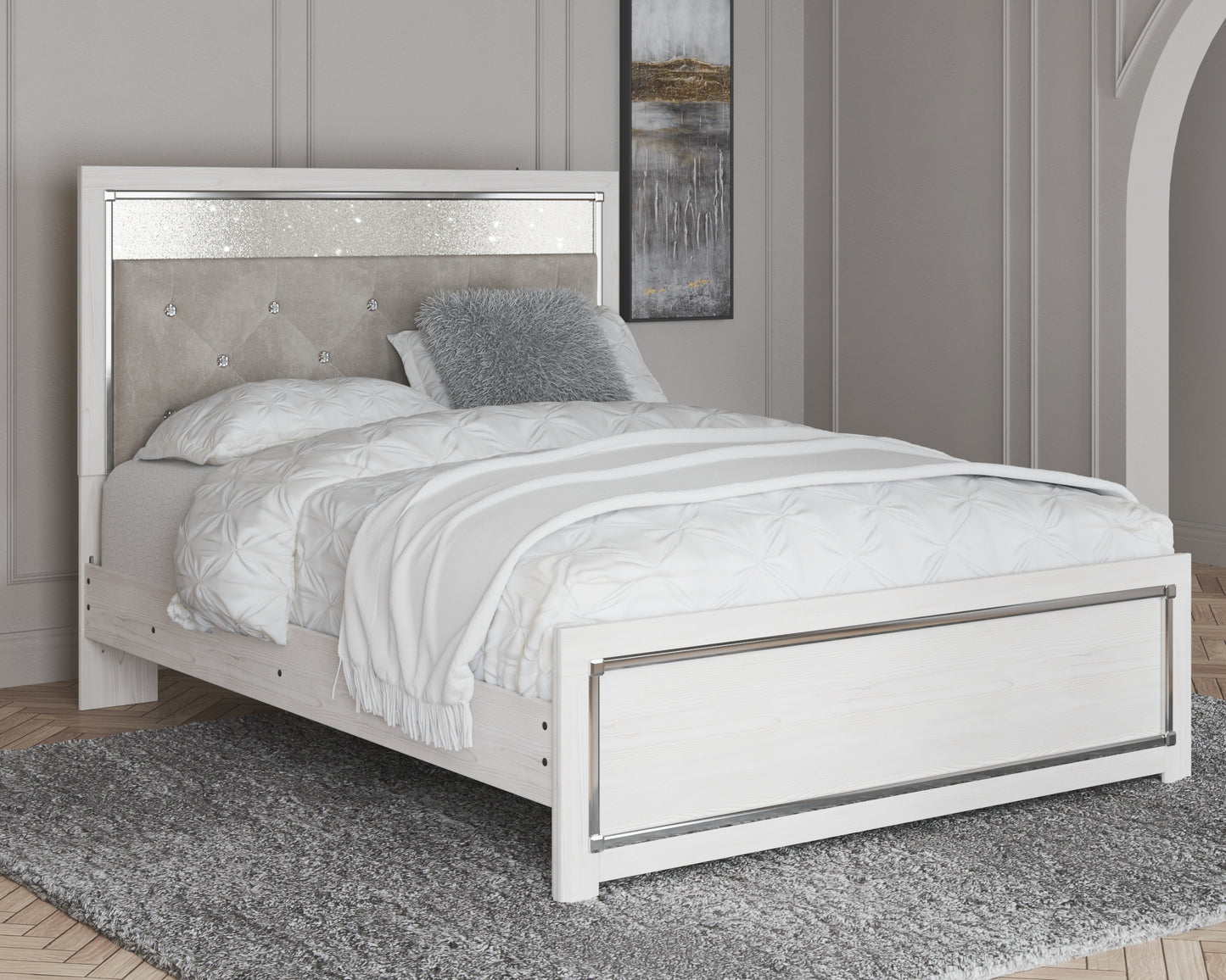 Haines Furniture Outlet - Ashley Furniture - Altyra Bedroom - Queen Panel Bed / White - B2640B2