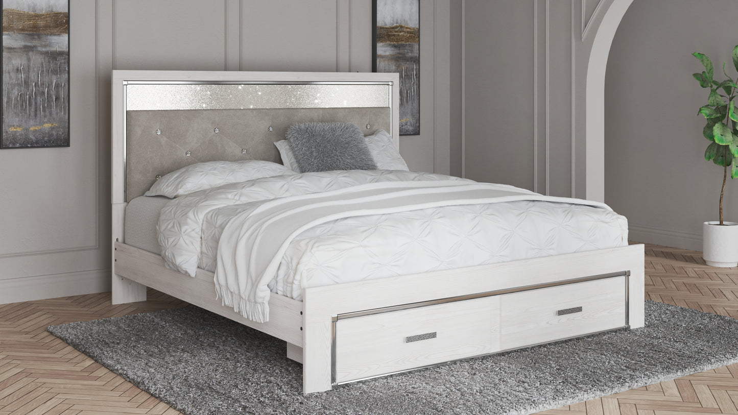 Haines Furniture Outlet - Ashley Furniture - Altyra Bedroom - King Upholstered Storage Bed / White - B2640B29