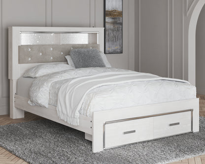 Haines Furniture Outlet - Ashley Furniture - Altyra Bedroom - Queen Upholstered Bookcase Bed with Storage / White - B2640B19