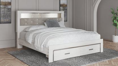 Haines Furniture Outlet - Ashley Furniture - Altyra Bedroom - King Upholstered Bookcase Bed with Storage / White - B2640B30