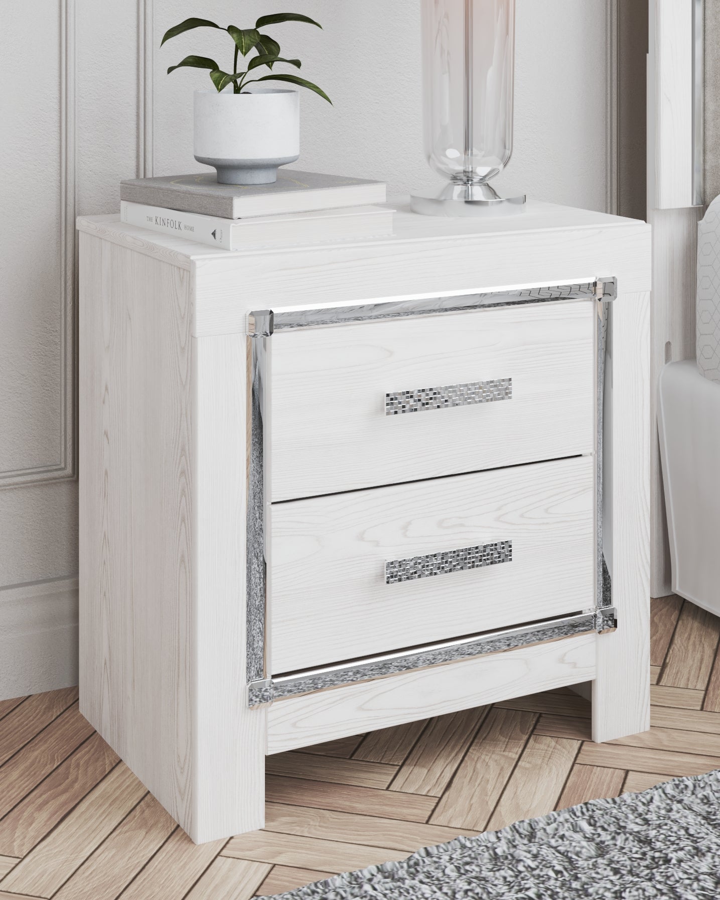 Haines Furniture Outlet - Ashley Furniture - Altyra Bedroom - Two Drawer Night Stand / White - B2640-92
