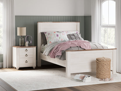 Haines Furniture Outlet - Ashley Furniture - Willowton Bedroom - Full Panel Bed / Whitewash - B267B17