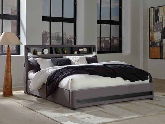 Haines Furniture Outlet - Ashley Furniture - Verishaw Bedroom - California King Upholstered Bed / Gray - PCB2721B22