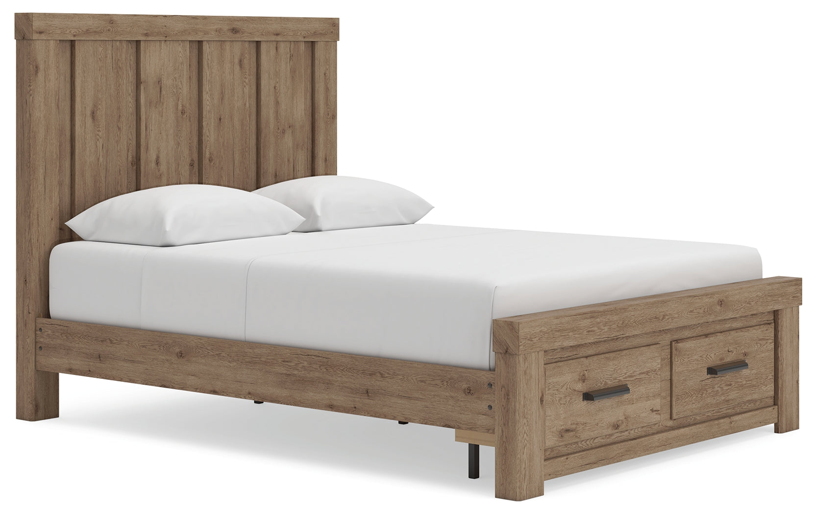 Haines Furniture Outlet - Ashley Furniture - Oliandon Bedroom - Queen Panel Storage Bed / Light Brown - PCB2844B4