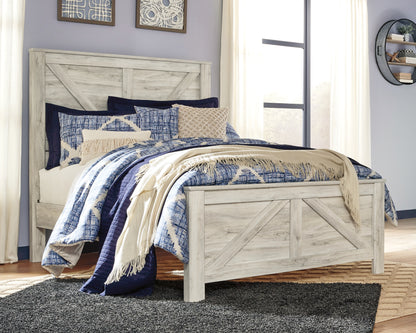 Haines Furniture Outlet - Ashley Furniture - Bellaby Bedroom - Queen Crossbuck Panel Bed / Whitewash - B331B6