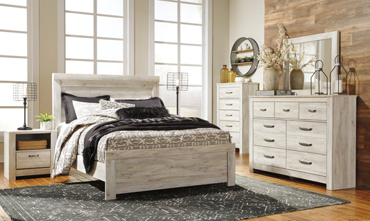 Haines Furniture Outlet - Ashley Furniture - Bellaby Bedroom - Queen Crossbuck Panel Bed / Whitewash - B331B6