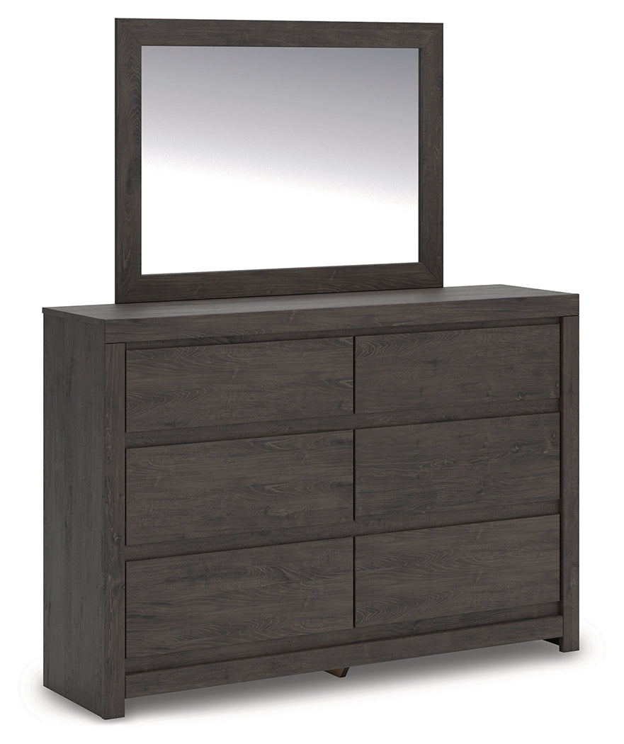Haines Furniture Outlet - Ashley Furniture - Fraluna Bedroom - Dresser and Mirror / Charcoal - PCB3370B1
