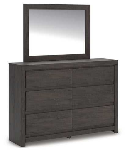 Haines Furniture Outlet - Ashley Furniture - Fraluna Bedroom - Dresser and Mirror / Charcoal - PCB3370B1