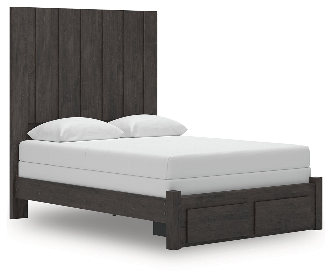 Haines Furniture Outlet - Ashley Furniture - Fraluna Bedroom - Queen Panel Storage Bed / Charcoal - PCB3370B4