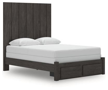Haines Furniture Outlet - Ashley Furniture - Fraluna Bedroom - Queen Panel Storage Bed / Charcoal - PCB3370B4