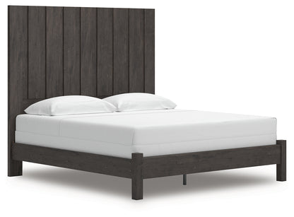 Haines Furniture Outlet - Ashley Furniture - Fraluna Bedroom - King Panel Bed / Charcoal - PCB3370B8