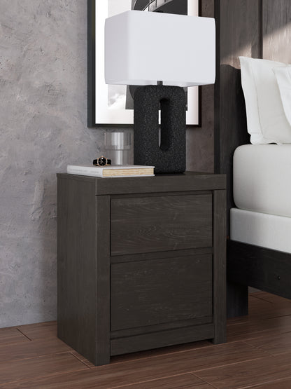 Haines Furniture Outlet - Ashley Furniture - Fraluna Bedroom - Two Drawer Night Stand / Charcoal - PCB3370-92