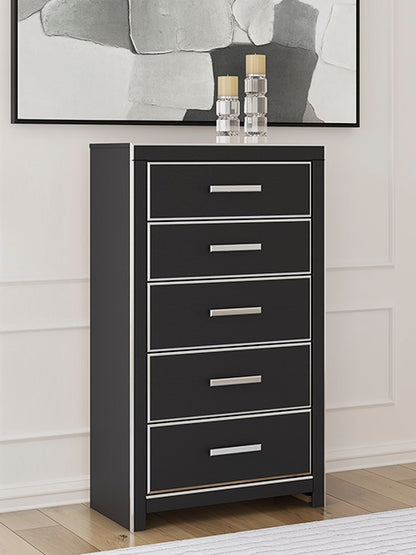 Haines Furniture Outlet - Ashley Furniture - Zuraleus Bedroom - Five Drawer Chest / Black - PCB3380-46