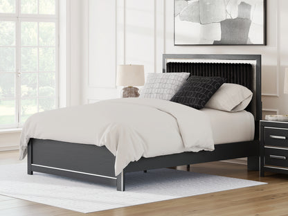 Haines Furniture Outlet - Ashley Furniture - Zuraleus Bedroom - Queen Upholstered Platform Bed / Black - PCB3380B2