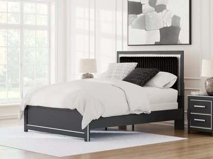 Haines Furniture Outlet - Ashley Furniture - Zuraleus Bedroom - Queen Upholstered Panel Bed / Black - PCB3380B6