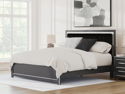 Haines Furniture Outlet - Ashley Furniture - Zuraleus Bedroom - King Upholstered Platform Bed / Black - PCB3380B10