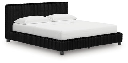 Haines Furniture Outlet - Ashley Furniture - Zuraleus Bedroom - California King Upholstered Bed / Black - PCB3380B14