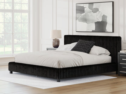 Haines Furniture Outlet - Ashley Furniture - Zuraleus Bedroom - King Upholstered Bed / Black - PCB3380B13