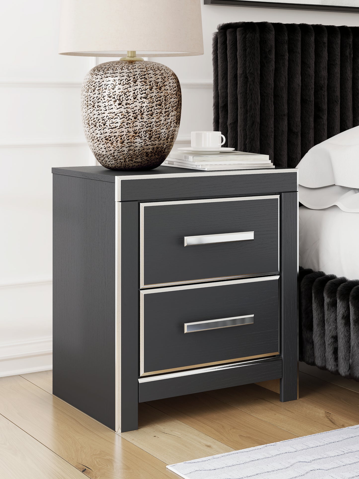 Haines Furniture Outlet - Ashley Furniture - Zuraleus Bedroom - Two Drawer Night Stand / Black - PCB3380-92