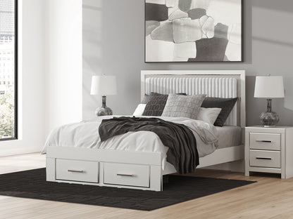 Haines Furniture Outlet - Ashley Furniture - Zuraleus Bedroom - Queen Upholstered Panel Storage Bed / White - PCB3381B4