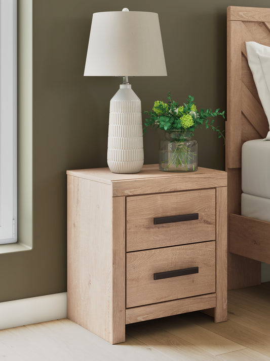 Haines Furniture Outlet - Ashley Furniture - Sanginlane Bedroom - King Panel Bed / Tan - B3787B8