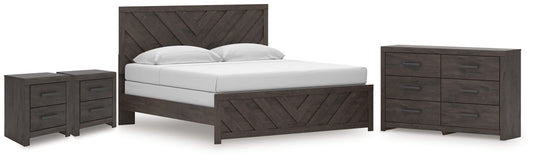 Haines Furniture Outlet - Ashley Furniture - Prendonea King Panel Bed, Dresser and 2 Nightstands - King Panel Bed, Dresser and 2 Nightstands - B3789B13
