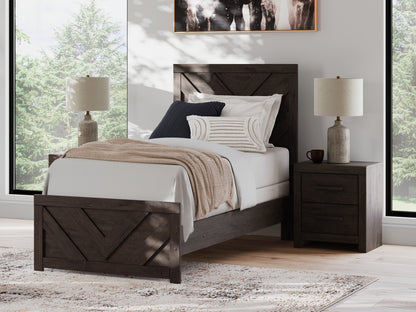 Haines Furniture Outlet - Ashley Furniture - Prendonea Bedroom - Twin Panel Bed / Charcoal - B3789B2
