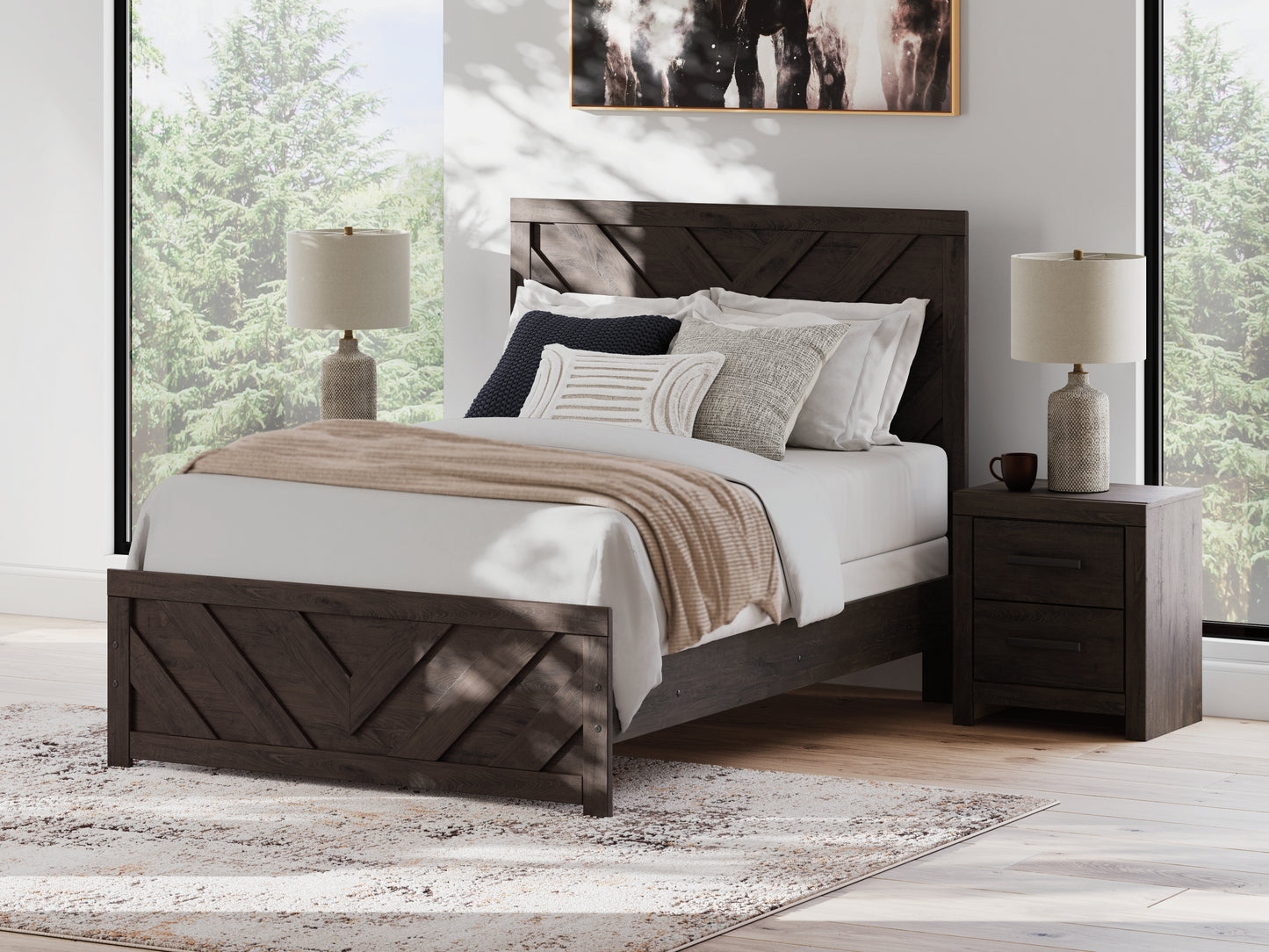 Haines Furniture Outlet - Ashley Furniture - Prendonea Bedroom - Full Panel Bed / Charcoal - B3789B3