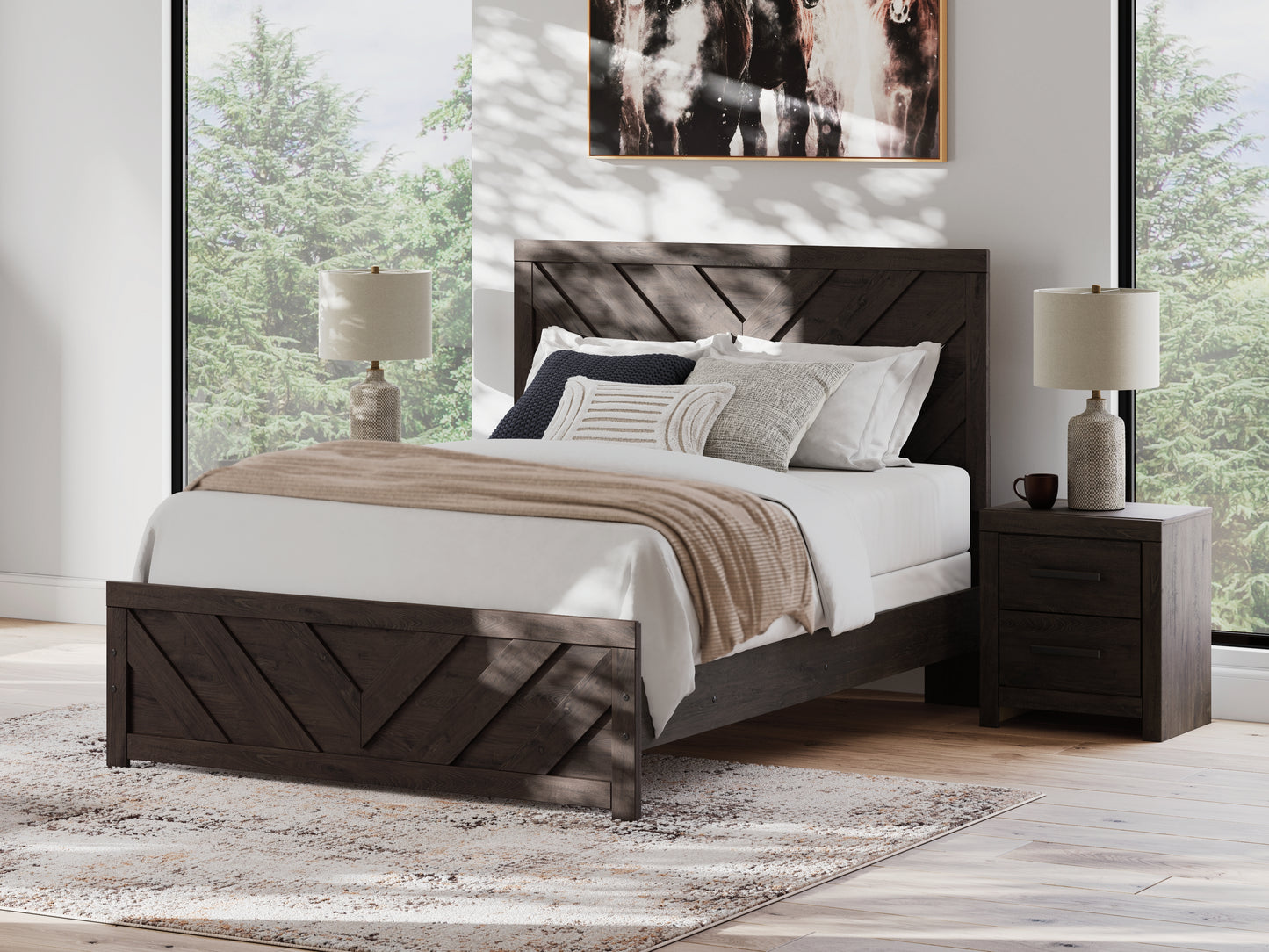 Haines Furniture Outlet - Ashley Furniture - Prendonea Bedroom - Queen Panel Bed / Charcoal - B3789B4